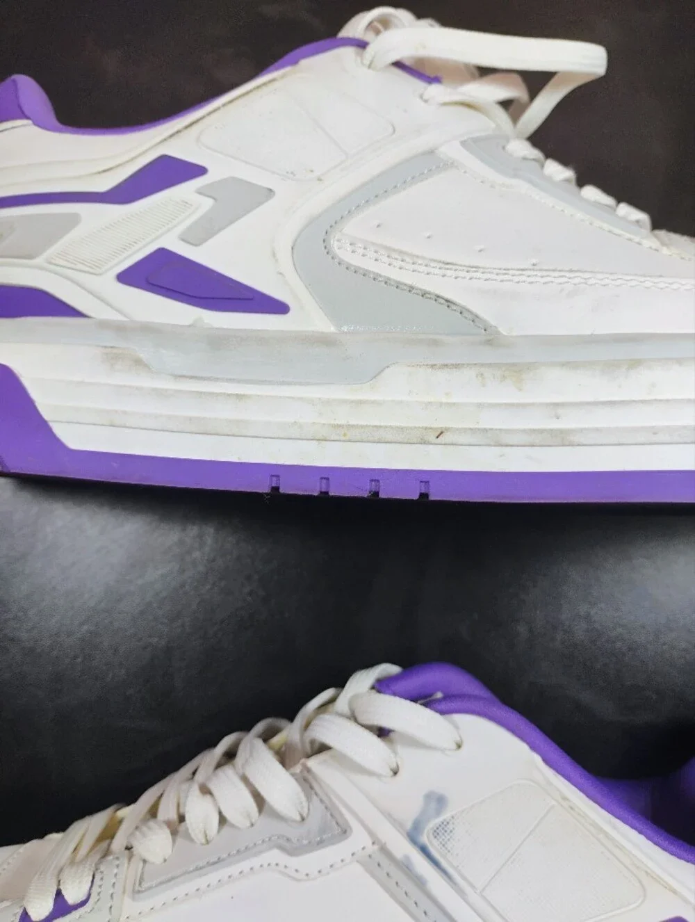 ​ZARA Men’s White & Purple Retro Court Sneakers EU 45 / USA 11.5 Needs Cleaning